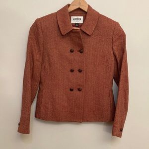 Vintage Kasper Skirt Suit in burnt orang herringbone